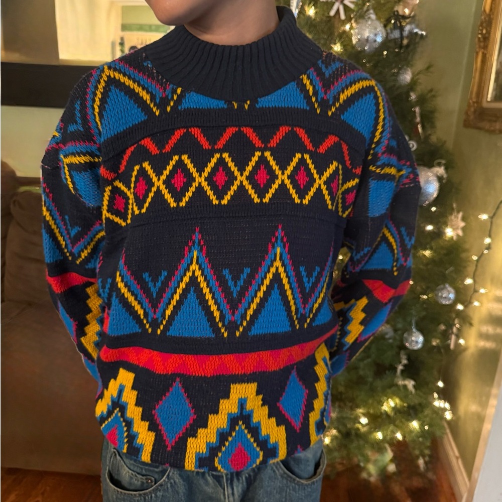 Vintage Jordache black with colorful abstract  sweater